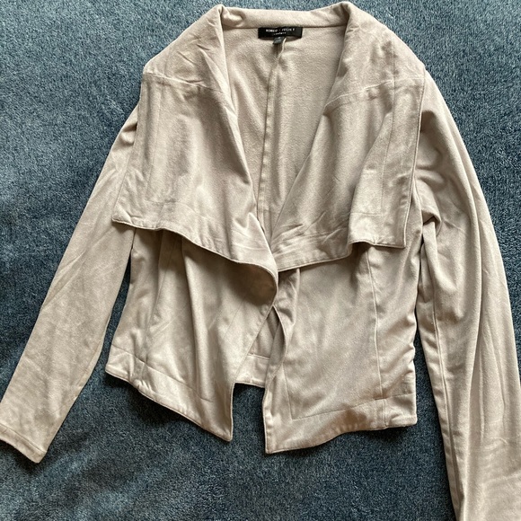 Romeo & Juliet Couture Jackets & Blazers - Romeo Juliet Drape Collar Faux Suede Blush Jacket